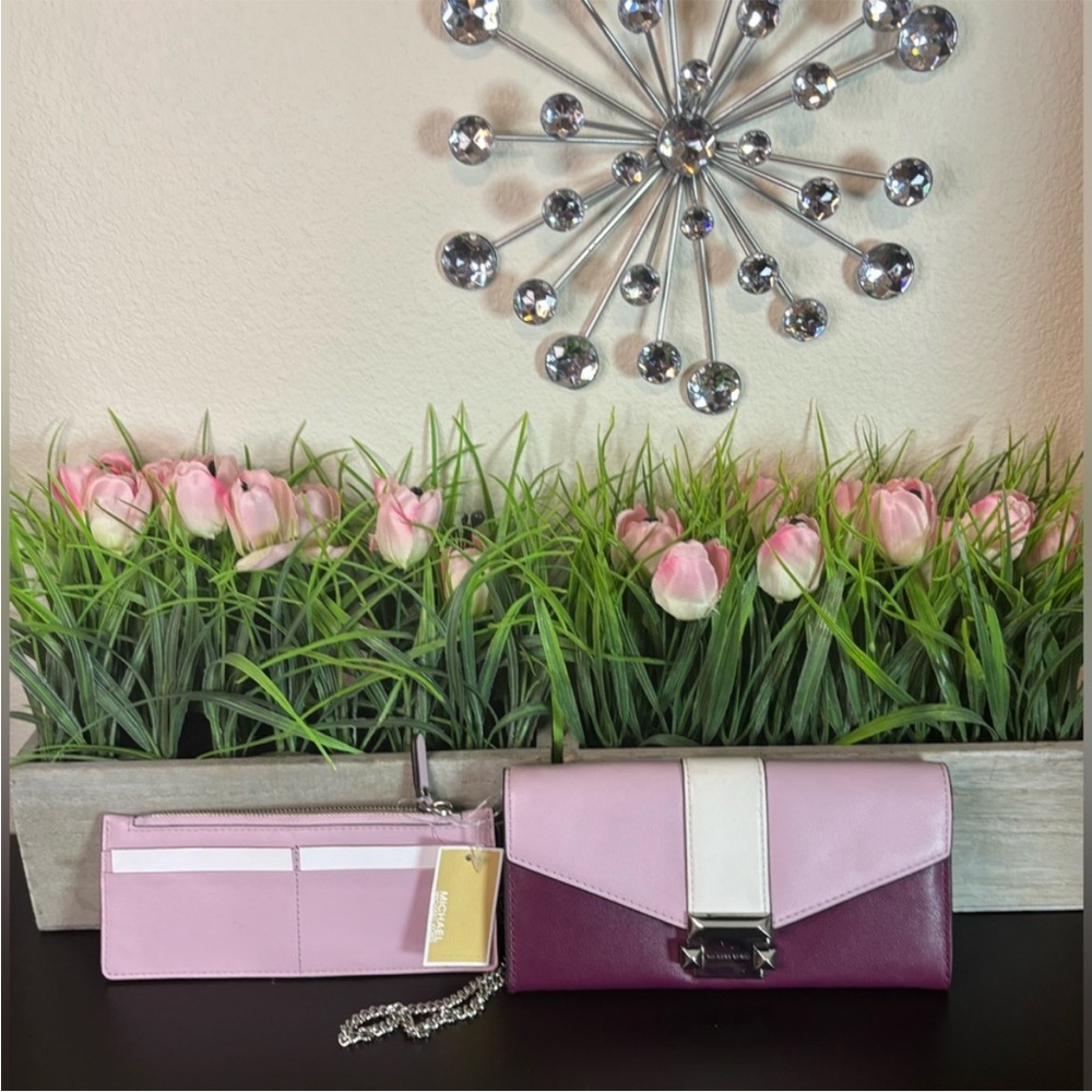 MICHAEL Michael Kors Pink, Light Pink & Plum Colorblock Wallet Set. NWT - Picture 8 of 16